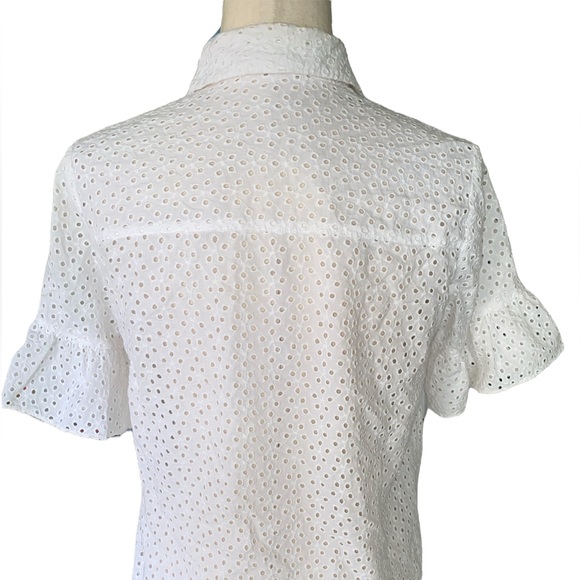 Madewell White Eyelet Lace Bell Sleeve Top Blouse - XS - Picture 8 of 14